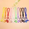 Lanyard para Teléfono de Flor de Goma Macaron, Llavero de Flor Pequeña con Cascabel, Colgante para Bolso Tejido, Accesorios Pequeños Hechos a Mano para DIY