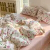 Categoría a Ropa de Cama de Cuatro Piezas de Grado Materno e Infantil para Primavera y Verano Funda Nórdica de Algodón Lavado Puro Juego de 3 Piezas para Estudiante Juego de 4 Piezas con Sábana Ajustable