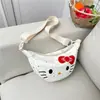Bolsa de axila fofa estilo cartoon para meninas, bolsa de ombro versátil, bolsa transversal, bolsa em formato de bolinho, bolsa casual de lona para ciclismo