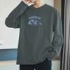 260g de algodão pesado americano t- camisa dos homens de manga comprida oversize interior assentamento camisa outono einverno na moda impresso t- shirt