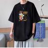 Camiseta de Manga Corta de Algodón Puro de Peso Pesado de Moda para Hombre con Estampado, Camiseta Básica Versátil Casual
