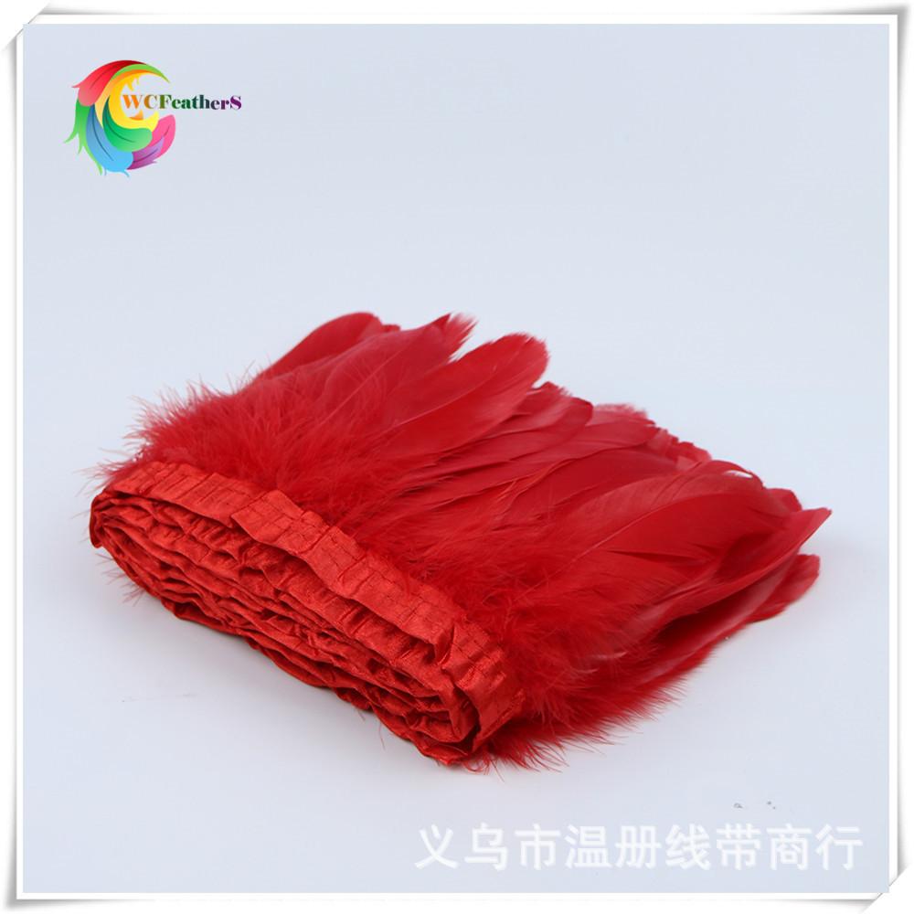 4 red goose feather fringe 2
