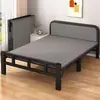 Cama individual de acero y madera, cama sencilla, perfecta para siestas, cama plegable portátil, ideal para uso en dormitorio, cama de estructura de hierro para adultos