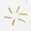 Acessórios de joias diy material fabricantes banhado a ouro zircônia cravejada furo duplo broca redonda pulseira colar haste de conexão pingente