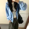 Estilo de rua, chique sem esforço, moletom cardigã com capuz versátil para mulheres, nova coleção outono/inverno, casual, simples, modelador, jaqueta com zíper, moderno