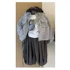 Ropa Infantil Estilo Coreano Conjunto de Primavera y Otoño para Niños 2026 Chaqueta Delgada a Cuadros Elegante Pantalones Casuales de Moda para Bebé Tendencia