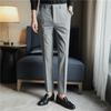 Entrega ao vivo versão líquida masculina branca calças casuais slim cor sólida dos homens drop-down stretch skinny casual calças compridas