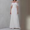 Vestido de Boda Blanco Ligero con un Sencillo Tirante Off-Shoulder, Corte Ajustado, Elegante Estilo Sirena para una Boda en el Jardín