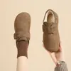 Sapatos femininos de inverno estilo Birkenstock retrô com forro de fleece, novos 2026, tamancos de pelúcia quentes antiderrapantes