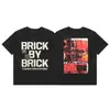 Camiseta Original da Marca Tide com Estampa de Cobra Articulada Meichao High Street Metal Industrial Letra Hot Diamond Manga Curta