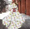2025 Primavera e Outono Europeu e Americano Novo Transfronteiriço Amazon Vestido Estampado Bainha Grande Elegante Chiffon Floral Justo Saia Longa