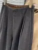 Pantalones de Lana Grises Plisados con Cintura Elástica Elegantes para Commuter para Mujer 2025 Nuevo Aspecto Adelgazante Pantalones de Pierna Ancha