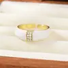 Anillo de Esmalte con Pedrería Estilo Vintage, Disponible en Múltiples Colores, Anillo Chapado en Oro, Anillo Versátil de Dedo Índice de Lujo Ligero de Nicho