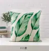 Funda de almohada de hoja verde tropical pintada a mano lino decoración del hogar nórdico funda de cojín para sofá funda de almohada al por mayor transfronterizo