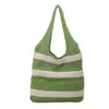 Bolso de Mano con Diseño Rayado Hueco Simple Transfronterizo Bolso de Hombro Verano Bolso Tejido de Nicho Bolso Tejido de Amazon