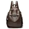 Mochila Retro Transfronteriza de Cuero Suave para Mujer 2025 Nueva Casual Multifuncional para Viaje Gran Capacidad Bolsa Escolar para Viajeros