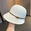 Sombrero de Pescador Transpirable con Visera y Hebilla de Cinturón para Mujer, Sombrero de Cubo de Estilo Francés de Ala Ancha para Protección Solar en Verano, Vacaciones al Aire Libre y Viajes a la Playa