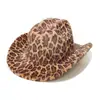Festa de Fim de Ano Estilo Europeu e Americano Outono e Inverno Amazon Temu Transfronteiriço Chapéu de Cowboy Ocidental Chapéu de Jazz Estampado de Leopardo Pelúcia para Mulheres