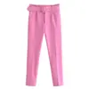 Pantalones Harem Plisados Multicolores Estilo Europeo y Americano Nuevos Primavera 2025 Pantalones Casuales de Color Sólido para Mujer con Tobillo Ajustado Cinturón Gratis