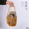 Cesta para Jarra de Vinho Acessórios de Renda Cesta de Plástico Fundo Plano Portátil Garrafa Vazia Cesta de Mão Cesta de Vinho Alça de Rattan Sintético Cesta de Vinho