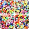 Contas redondas coloridas de acrílico material para miçangas artesanais DIY pulseira colar pingente joias de cor caseira contas soltas