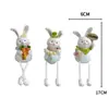 Mini Figura de Conejo con Piernas Colgantes Estatua de Conejo de Resina para Niños Pascua Cumpleaños Repisa Cocina