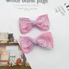 Pasador Personalizado Pequeño de Cuadros Frescos con Lazo Transfronterizo para Niña Dulce Estéreo Accesorios para el Cabello Estilo Preppy Diadema DIY