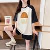Traje Deportivo de Algodón Puro con Combinación de Colores para Reducir la Edad y Estilo Veraniego para Mujer 2025 Nuevo Estilo Coreano Moda Manga Corta Shorts Conjunto de Dos Piezas