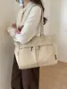 Bolsa de Lona Artística Casual Estilo Japonés para Mujer, Gran Capacidad, Ligera, Versátil, Bolso de Hombro para Viajes Diarios, Bolsa para Clase de Estudiante