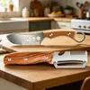 Pelador y Cuchillo para Frutas 2 en 1 Acero Inoxidable Pelador de Manzanas, Cuchillo Pelador para Pelar Caña de Azúcar y Patatas, Cuchillo para Caña de Azúcar