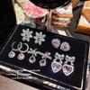 Pendientes Schubert Flor Joya Rosa Chapado en Oro de 18K Pendientes Colgantes Zirconia Lazo Pendientes Pulsera