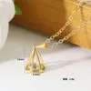 Colar Pingente Luochen Geométrico Vazado com Zircônia, Design Simples e Moderno, Corrente de Clavícula Tridimensional de Luxo Leve, Joia Exquisita