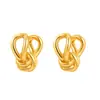 Pendientes de Tachuela Pequeños Retorcidos de Oro de 18 Quilates, Color Sólido, Superficie Lisa, Únicos, Clips para Orejas Compactos y Exquisitos, Pendientes Simples y Versátiles Transfronterizos