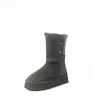 Botas de neve femininas longas cinzas, novo estilo inverno 2025, com sola grossa, que aumentam a altura, forradas com fleece, espessadas, sapatos quentes de algodão para mulheres baixinhas