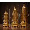Artesanato Pagode Wenchang de Latão, Pagode Wenchang de Treze Camadas e Nove Camadas Decoração de Mesa para Escritório Ornamento