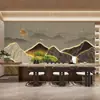 Rocalla de nuevo estilo chino 3D sala de té de oficina fondo con mural de dibujo de montaña tienda de masaje de pies pared de fondo agua corriente para hacer dinero papel tapiz