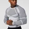Ropa Deportiva Nueva Youngla Ropa de Fitness Ropa Deportiva de Entrenador Camiseta de Manga Larga Mallas para Hombre Ropa de Entrenamiento de Alta Elasticidad Ropa de Fitness