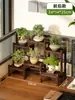 Estante de Flores de Madera Maciza para Escritorio, Estante de Almacenamiento Multicapa, Estante de Exhibición de Macetas Pequeñas para Suculentas para Escritorio de Oficina, Balcón y Ventana Saliente