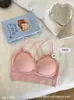 Novo Top Sexy Decote V com Babados e Costas Bonitas com Sutiã Embutido, Alça Dupla Cruzada com Bojo Fixo Lingerie para Mulheres