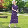 Novo vestido de algodão e seda estilo étnico para mulheres, estilo de férias de verão plus size, elegante vestido de praia de alta qualidade para mães