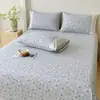 Sábana de una pieza de tela gruesa 100% algodón Clase A, ribete de encaje de verano, sábana gruesa a rayas florales, estilo para todas las estaciones para mujer