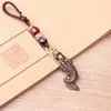 Llaveros de latón puro con forma de pez, dragón y serpiente, regalos creativos de estilo retro, llaveros para coche, colgantes y accesorios