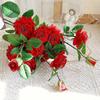 Ramos Longos Simulados 5 Rosas Vermelhas Grandes de Veludo Flores Simuladas Flores Artificiais Decoração de Casa Fotografia Casamento Flores Florais