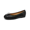 Zapatos Planos Weiwai Girl 8388-6 Estilo Francés Lazo Suave Punta Baja, Zapatos Planos de Ballet Redondos para Mujer