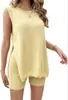 Nuevo Verano 2025 Playa para Mujer Transfronterizo Amazon Popular para Mujer Holgado Casual Cuello Redondo Chaleco Pantalones Cortos