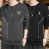 Moletom masculino, novo estilo primavera e outono, gola redonda, corte solto, espessado, sem capuz, blusa tipo pullover, jaqueta masculina de manga longa, versátil