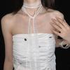 Diseño Jerárquico de Uso Apilado Cinta de Encaje Blanco para Mujer Primavera y Verano Combinación con Todo Bufanda Larga de Seda Collar Clavícula