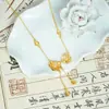 Colar Popular Antigo Ouro Areia Estilo Étnico Flor Florescente Pérola Borla Corrente Clavícula Joia Design Retrô Feminina