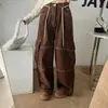 Enviado. Calça larga reta de perna larga estilo coreano para mulheres, com costura distinta, calça comprida casual para o trabalho para mulheres 18798