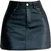 Falda Negra de PU Talla Grande para Mujer Gorda Falda Súper Corta de Chica Caliente Nueva Otoño e Invierno Cintura Alta Texturizada Falda de Línea A Falda Pantalón Envuelta en la Cadera